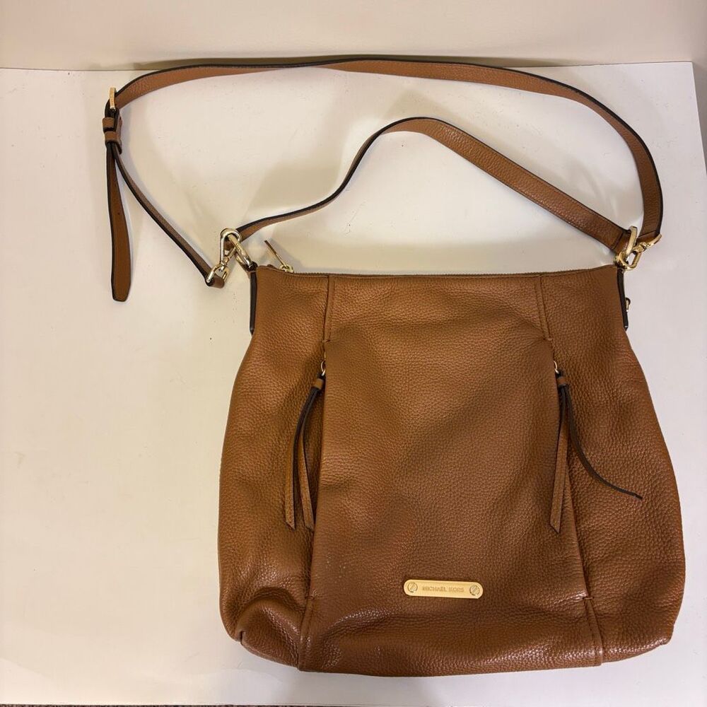 Michael Kors Tan Pebbled Leather Evie Hobo‎ Shoulder Purse with Longer Strap